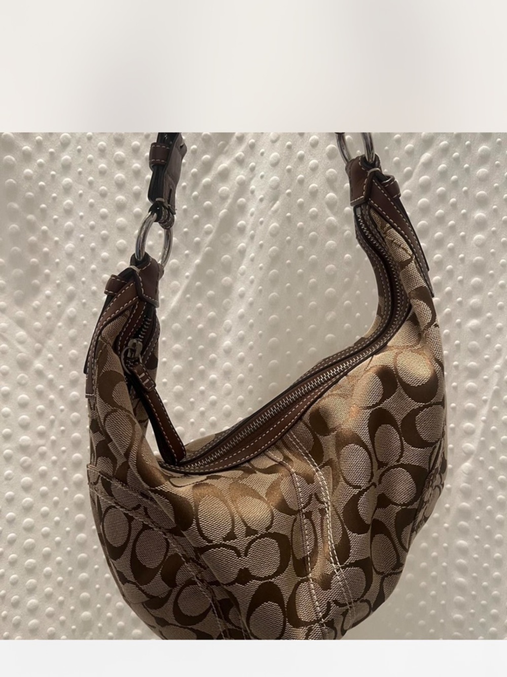 Coach Brown Signature Canvas Hobo Bag